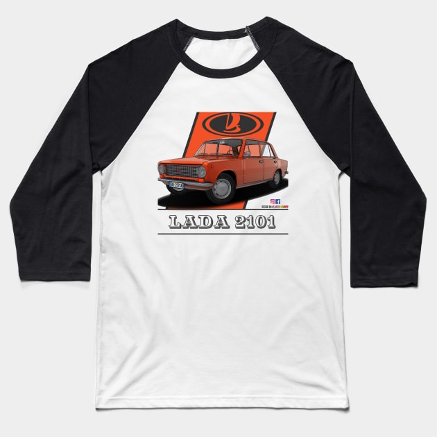 Lada 2101 1970 Orange Baseball T-Shirt by PjesusArt